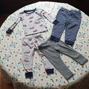 ❣5 for $25 Sale❣Carter's Firetruck Pajama Set with 2 Pair Navy Striped Leggings